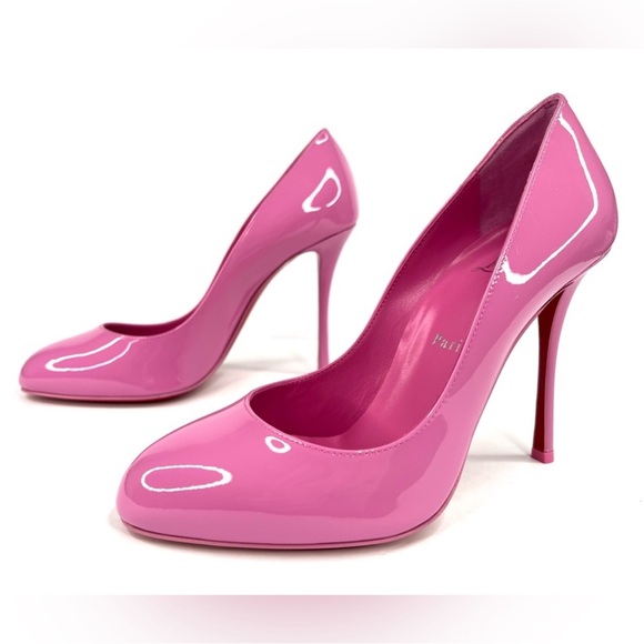 Christian Louboutin Dolly 100mm Barbie Pink Gummy Patent Leather Pumps 39.5 - Picture 2 of 11